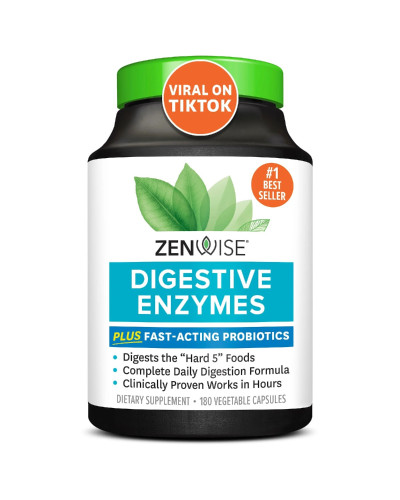 Пищеварительные ферменты и быстродействующие пробиотики, Digestive Enzymes with Probiotics, Zenwise, 180 капсул