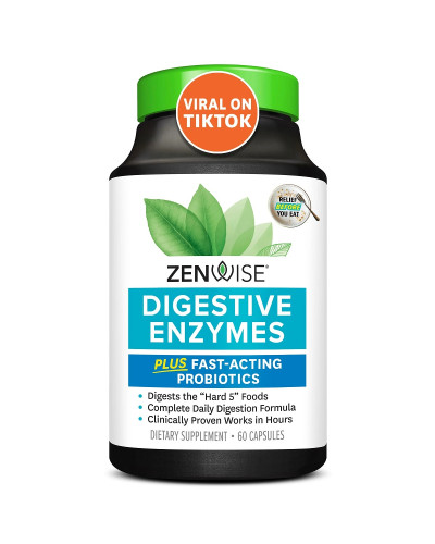 Пищеварительные ферменты и быстродействующие пробиотики, Digestive Enzymes with Probiotics, Zenwise, 60 капсул