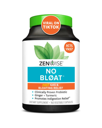 Устранение вздутия живота и газообразования, NO BLOAT, Zenwise, 160 капсул